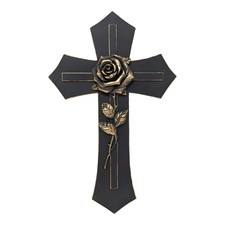 Croce da parete nera con rosa