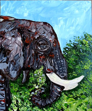 Paesaggio elefante dipinto ad