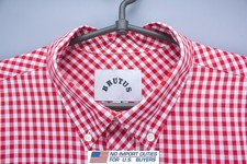 Camicia BRUTUS uomo taglia XL rossa a quadri mod manica corta con bottoni retrò
