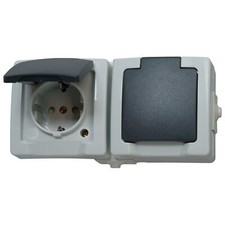 Kopp Nautic Presa doppia contatto protettivo per ambienti umidi da incasso con coperchio pieghevole w