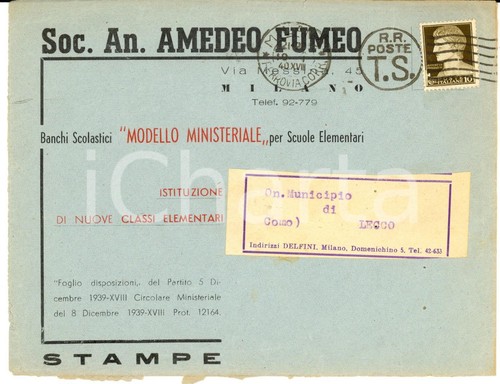 1940 storia postale milano - 1940,