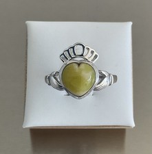 Anello Connemara Marmo Claddagh Cuore 2,6 Carati Argento Sterling 925 Varie Misure