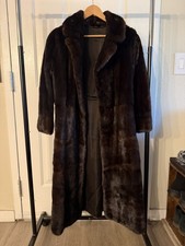 Cappotto pelliccia visone mogano vera pelliccia collo intagliato lunghezza intera donna 8-10 pellicce