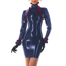 Abito body donna moda High Street lucido manica lunga PVC pelle