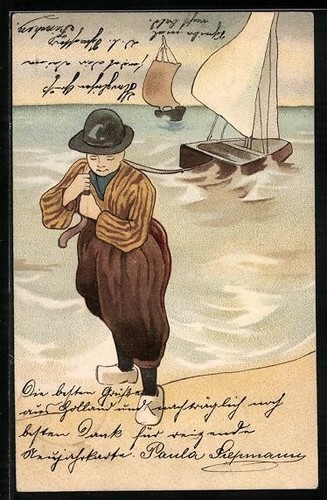 Cartolina olandese tira barca