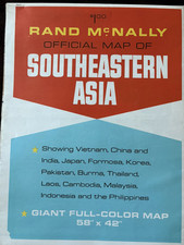 Mappa da parete pieghevole vintage Rand McNally 3632 sud-est asiatico gigante a colori 58” x 42”