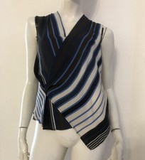 RINASCIMENTO Maglia blusa blu marrone fantasia righe Tg S