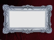 Specchio Argento 96x57 Antico Barocco Rococo Decorazione Parete Lussuoso Retrò