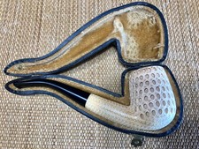 PIPA ALTINAY BLOCK MEERSCHAUM "RETICOLO", FATTA A MANO IN TACCHINO, BILIARDO PIEGATO.