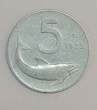 MONETA DA LIRE 5 DEL 1953 REPUBBLICA ITALIANA RARA DELFINO
