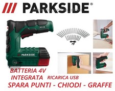 SPARAPUNTI CUCITRICE 4V RICARICABILE PARKSIDE PAT 4 GRAFFE CHIODI BATTERIA INT