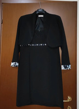 abito da cerimonia donna NERO due pezzi con giacca decorato con strass