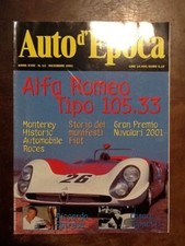 AUTO D'EPOCA Dicembre 2001 - Alfa Romeo Tipo 105.33, Storia dei manifesti Fiat