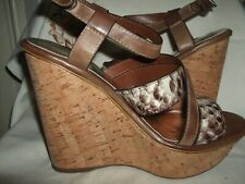 SANDALO PLATFORM ECO PELLE ZEPPA SUGHERO TIPO PITONE  39 TACCO 12 CM ZOCCOLO