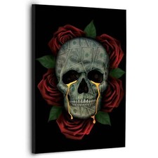 Quadro moderno stampa su tela Pop Art teschio Abstract Flower canvas