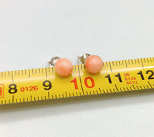 Orecchini donna pallini vero corallo rosa Giappone argento bianco 925