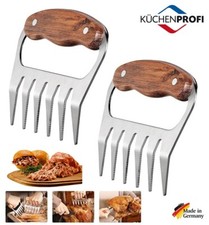 SET 2 FORCHETTE AD ARTIGLIO DI ORSO IN ACCIAIO INOX - MANICO LEGNO "KUCHENPROFI 