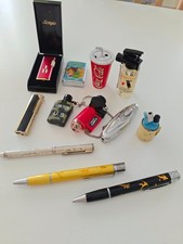 Lot of 12 WORKING vintage lighters, pen lighters, turbo, piezo-electric, flint
