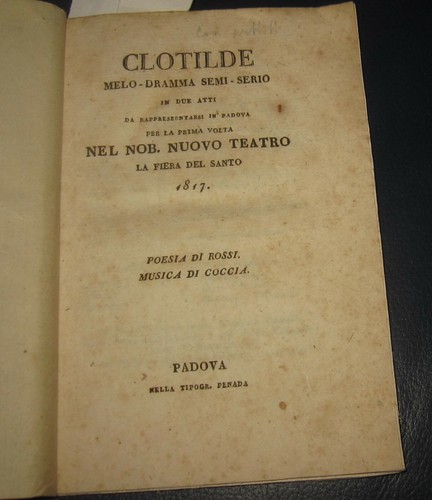1817 clotilde melodramma - clotilde, di