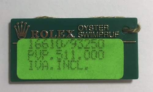 Rolex green tag hangtag oyster - hangtag,