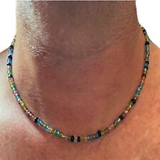 Collana catenina di perle in vetro colorate da uomo donna girocollo 40 cm