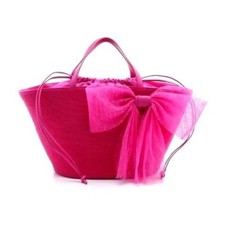 lValentino Borsa in paglia rosa rosso con fiocco