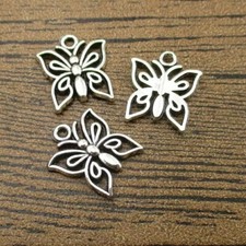 20 Ciondoli FARFALLA  charm  12x15mm pendente ARGENTO TIBETANO 