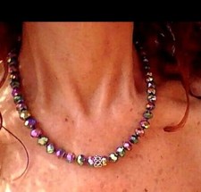 ?? COLLANA DONNA PIETRE DURE  + ORECCHINI CRISTALLI METALLIZZATI?