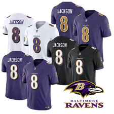 Maglia uomo Ravens #8 Lamar Jackson tutta cucita giocatore limitata
