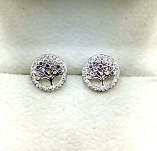 ORECCHINI ALBERO DELLA VITA IN ORO BIANCO 18 KT. TIT. 750 CON RUBINI E ZAFFIRI.