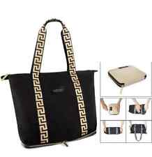 Nuovo! Versace Borsa Nera Oro Pieghevole Tote Bag Tracolla Beauty Promo Donna -
