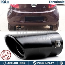 1 TERMINALE di Scarico OVALE per FORD KA 2 in ACCIAIO Inox NERO Plug & Play