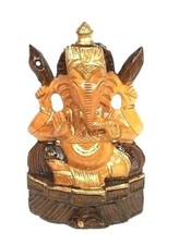  Statua Ganesha Legno Artigianato Etnico Hand Made Ganesh decorazione
