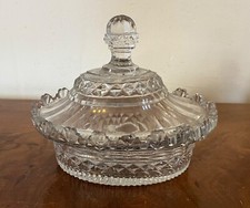 Antique 18th c. George III Anglo Irish Cut Glass Crystal Butter Tub Tureen Box