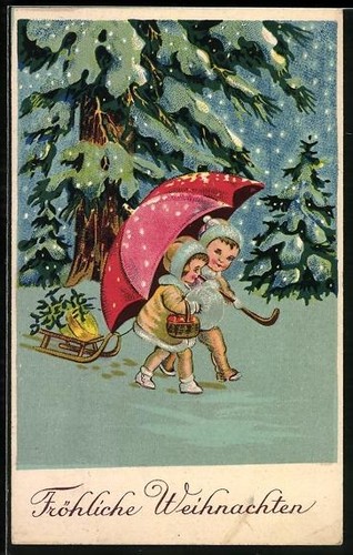 Cartolina coppia bambini - cartolina,