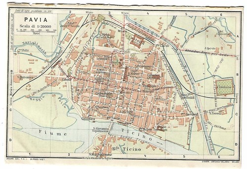 Carta geografica antica pavia - carta,