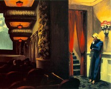 QUADRO STAMPA SU TELA CANVAS  edward hopper new york movie1939 classico moderno