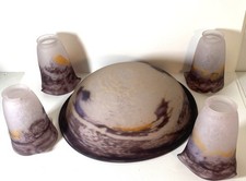 Degue France 1915 4 ciondoli in vetro firmati ciotola abbinata paralumi arti e mestieri