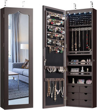 Armadio Specchio Portagioie Da Parete E Porta, Specchiera Portagioielli Con 5 Lu