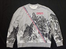 Moncler Felpa Uomo MAGLIA GIROCOLLO Grigio Stampa Montagna Taglia 3XL Vestibilità 2XL