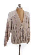 Vintage Originale Anni 80 90 Maglione Beige BERTO LUCCI Mix Di Cotone 52 54