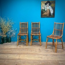 TRE SEDIE VIMINI BAMBU' MIDOLLINO GIARDINO ANNI 60 TERRAZZA PORTICO POLTRONCINA