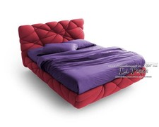 Letto Matrimoniale king size  contenitore Moderno velluto ecopelle rosso qualsia