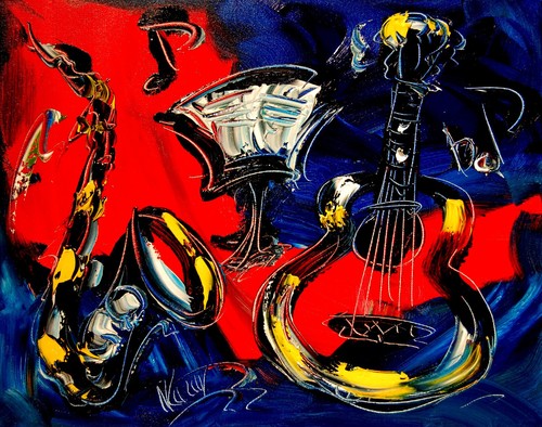 Quadro olio originale - , jazz
