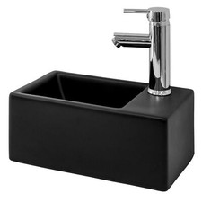 Lavabo in ceramica lavello rettangolare lavandino da bagno 355x205x125 mm nero