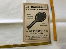 PUBBLICITà ADVERTISING RACCHETTA R.PERSENICO E C.CHIAVENNA ANNI 30.