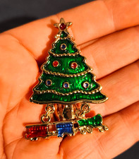 spilla vintage americana anni 60 albero di Natale smaltata - vtg  brooch