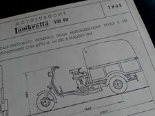 LAMBRETTA 150 FD MOTO FURGONE 1955 documento originale Omologazione ASI FMI