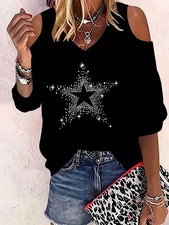 Elegante top con scollo a V e spalle scoperte