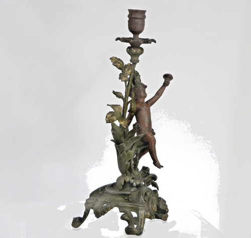 Statua putto portacandele - putto,